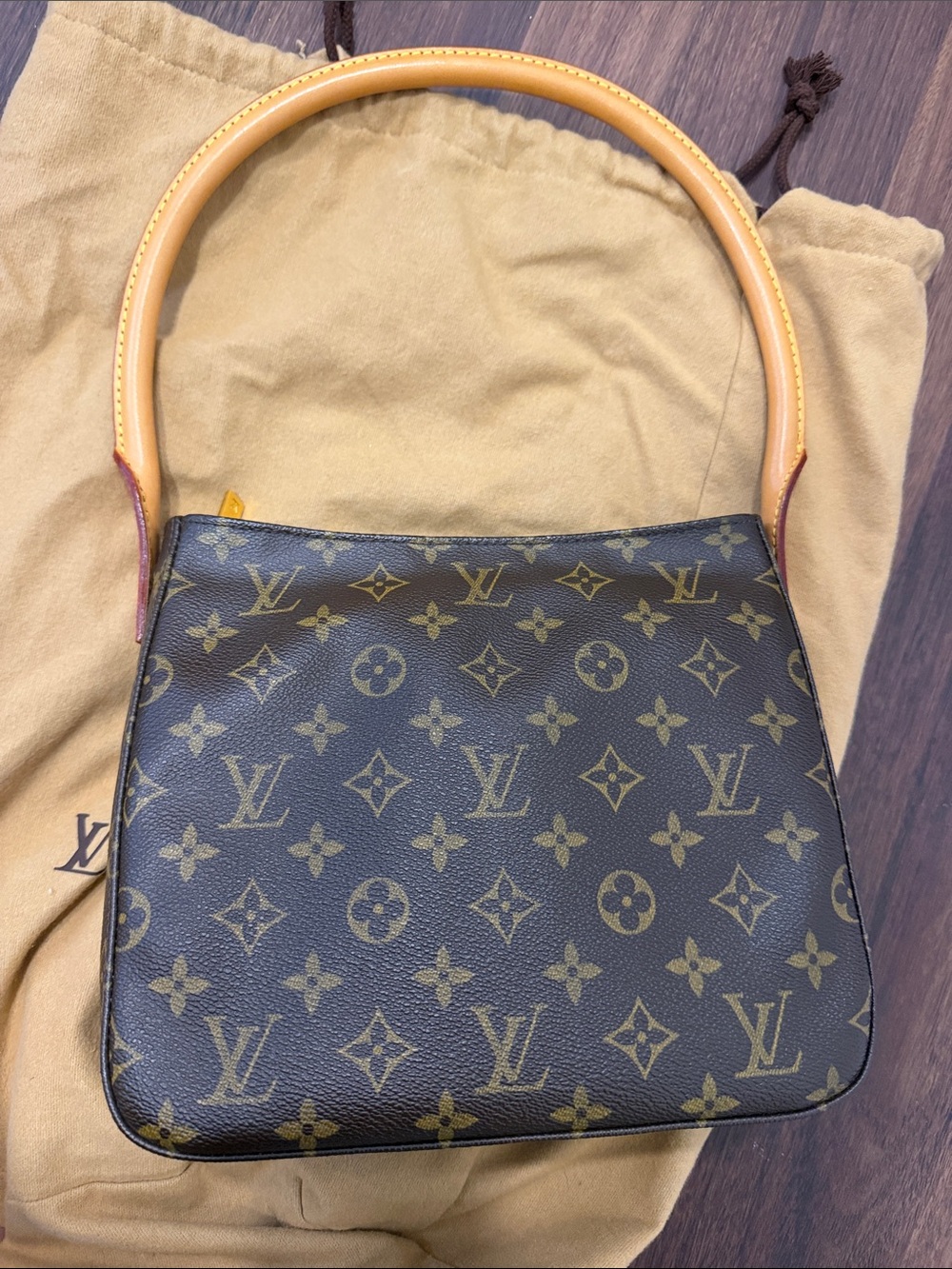 Louis Vuitton Monogram Canvas Top-Handle Shoulder Bag in Brown and Vachetta